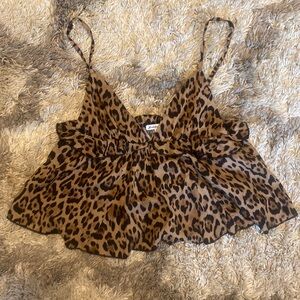 Cheetah Print Cropped Tank Top